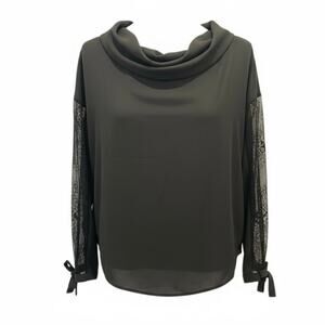 Zara lace sleeve draped neck top, work wear, work top, size Xs fits small